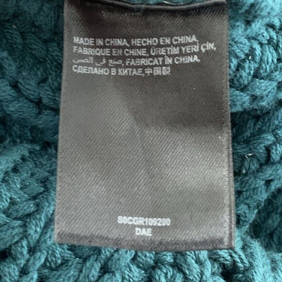 Bebe Cable-Knit Tunic Top Sweater Y2K Off-The-Shoulder Long Sleeves Teal Medium - Picture 7 of 13